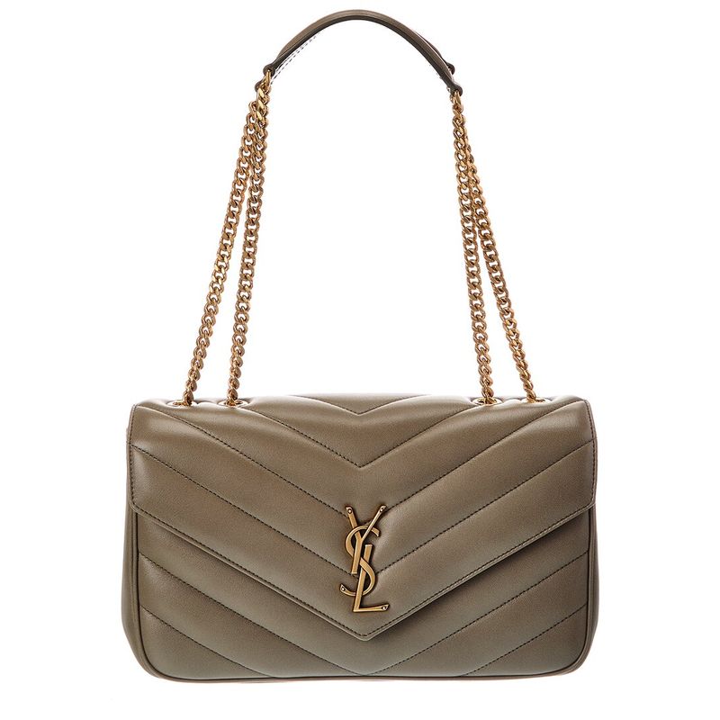 Saint Laurent Loulou Small Leather Shoulder Bag, Green